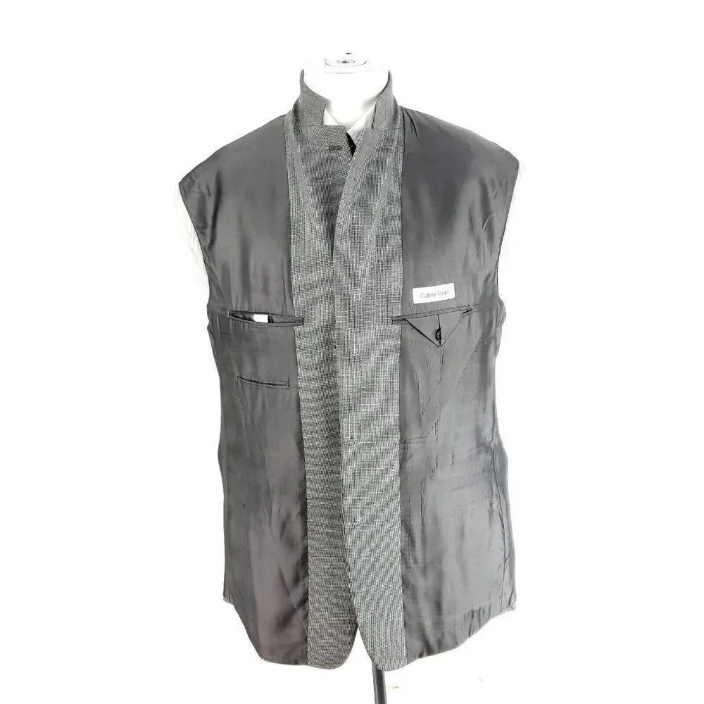 Calvin Klein Heavy‎ Wool 3 Button Sport Coat 40R Gray Check Blazer